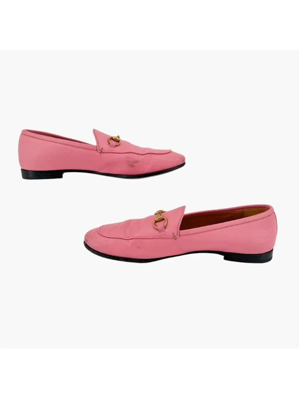 Gucci Jordaan Horsebit Loafers Pink Leather Size 39.5 US 9.5 Women's Flats